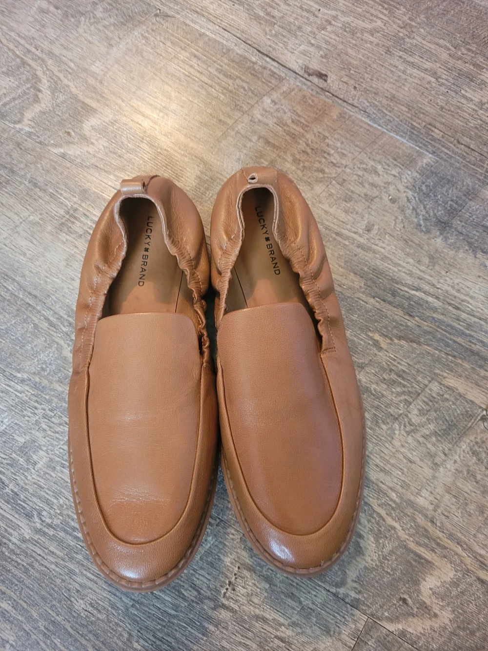 Lucky Brand Tawny Brown Leather Size 8.5 Ballet Flats Round Toe Casual Staple